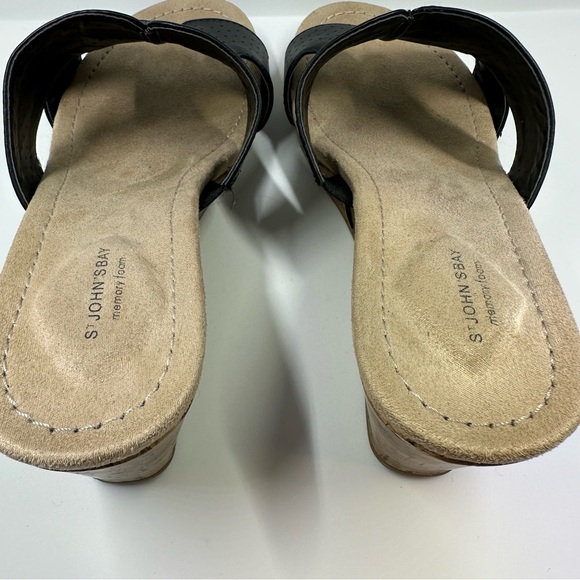 St. John’s Bay Memory Foam Cork Platform Wedge Sandals | Black Women’s Size 10 - Picture 6 of 9